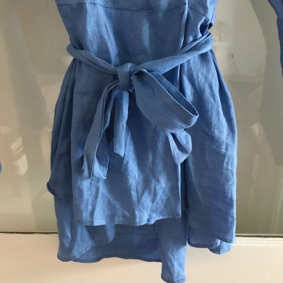 ZARA Flowy Linen Blouse With Tie Belt Wasit - Picture 3 of 8